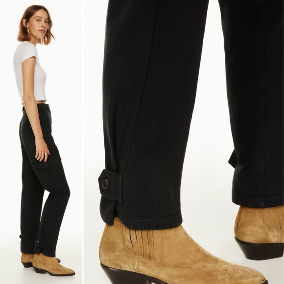 Aritzia Wilfred Free Modern Cargo Pants 2 black pockets tapered high rise waist - Picture 12 of 12